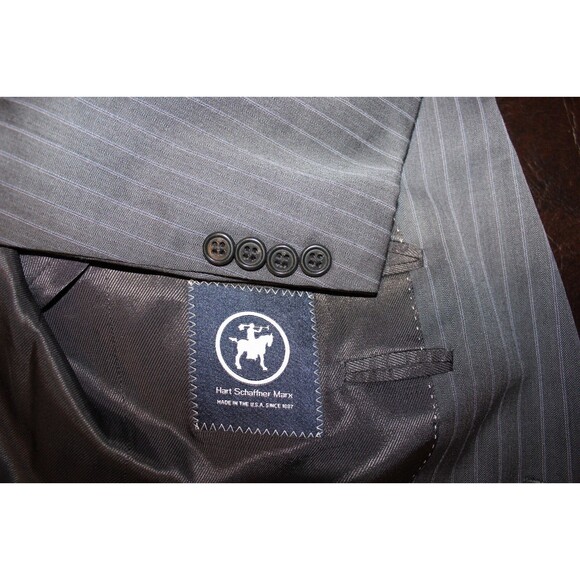 Hart Schaffner Marx Blazer Gray Striped Wool Sport Coat Suit Jacket 42R - Picture 8 of 8